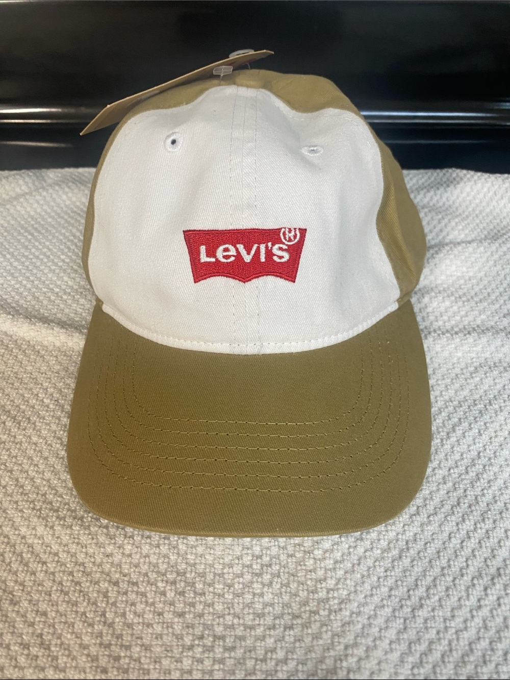 Levi's Khaki, White and Red Logo Cotton Baseball Cap Youth